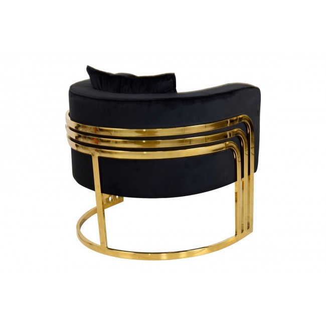 Πολυθρόνα "ROBLU" από βελούδο/μέταλλο σε χρώμα μαύρο/χρυσό 72x77.4x70
