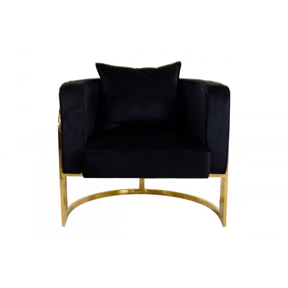 Πολυθρόνα "ROBLU" από βελούδο/μέταλλο σε χρώμα μαύρο/χρυσό 72x77.4x70