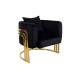 Πολυθρόνα "ROBLU" από βελούδο/μέταλλο σε χρώμα μαύρο/χρυσό 72x77.4x70