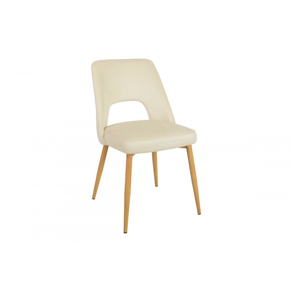 Καρέκλα "MURDE" από βελούδο/μέταλλο σε χρώμα μπεζ/φυσικό 48.5x61x89