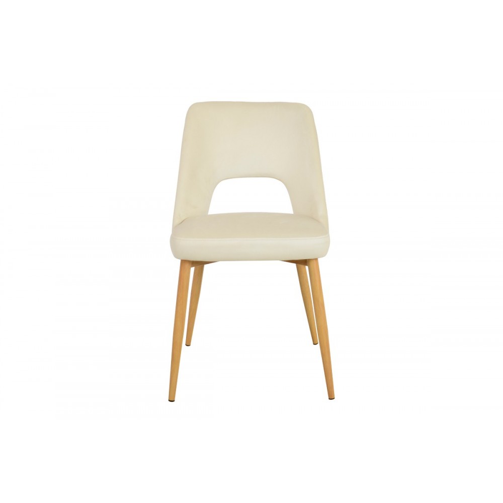 Καρέκλα "MURDE" από βελούδο/μέταλλο σε χρώμα μπεζ/φυσικό 48.5x61x89