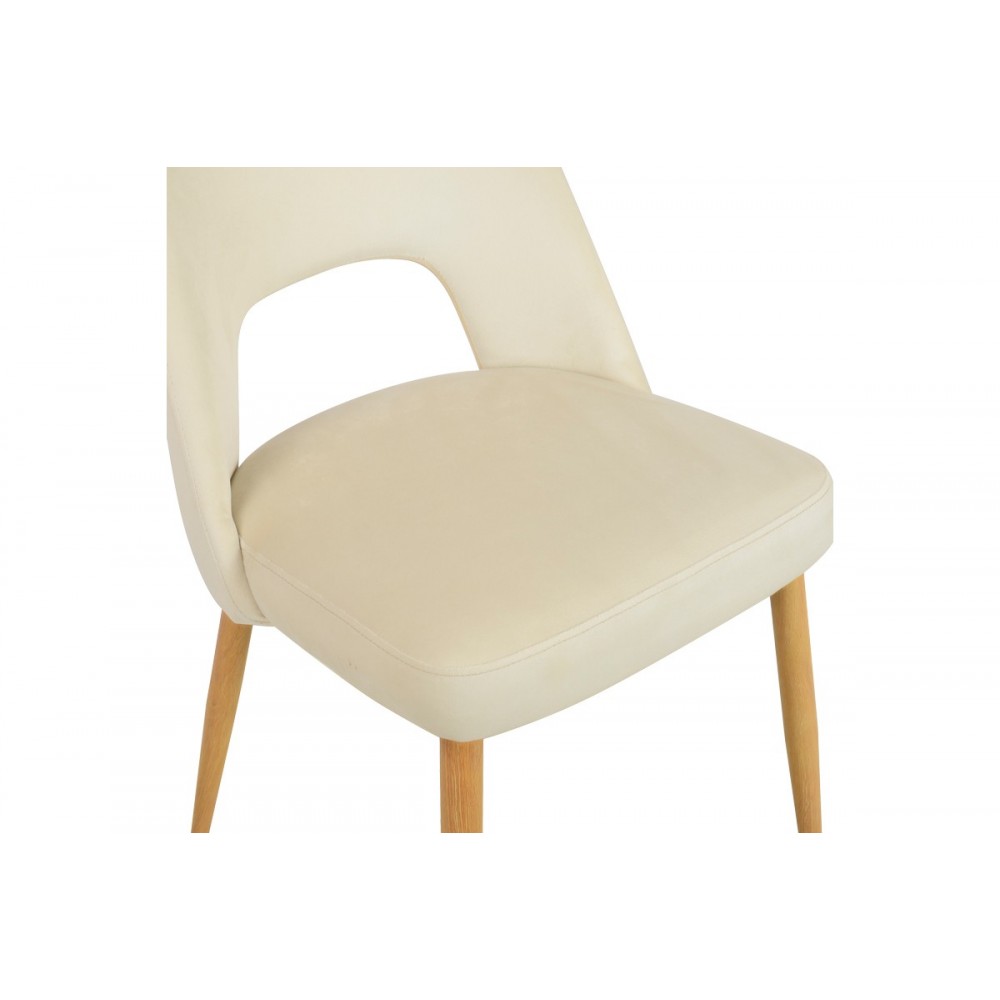 Καρέκλα "MURDE" από βελούδο/μέταλλο σε χρώμα μπεζ/φυσικό 48.5x61x89