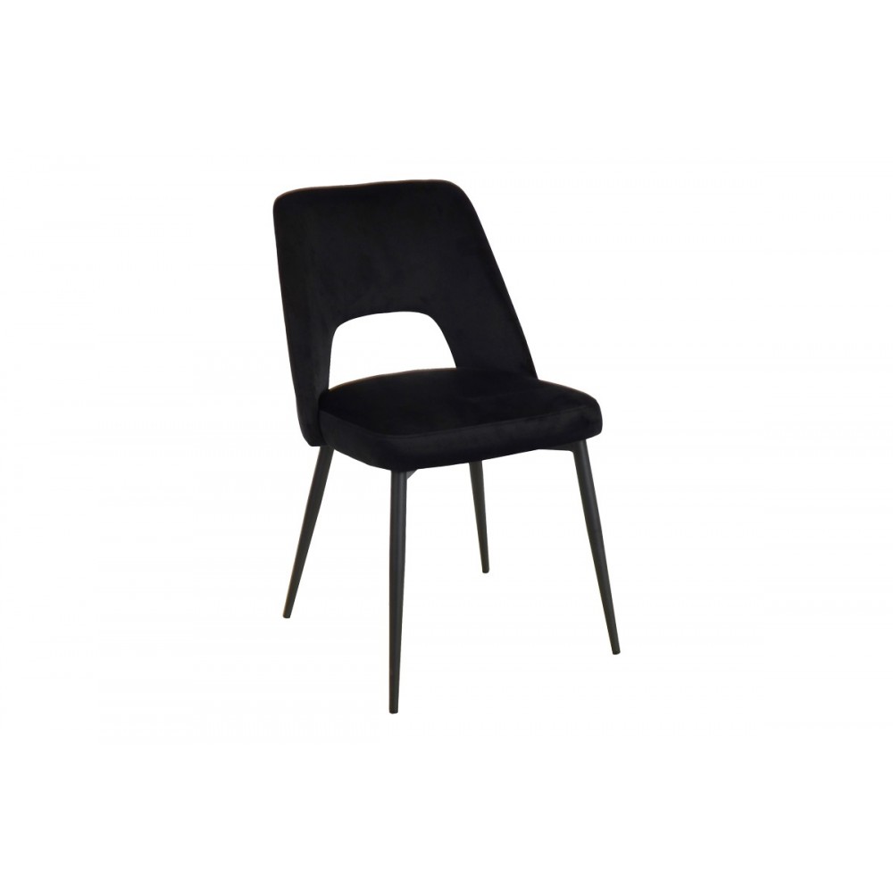 Καρέκλα "MURDE" από βελούδο/μέταλλο σε χρώμα μαύρο 48.5x61x89