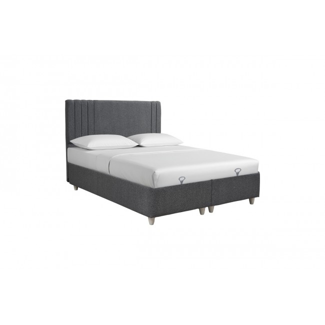 Κρεβάτι "LINEO" από μπουκλέ ύφασμα σε χρώμα ανθρακί 162x206x126