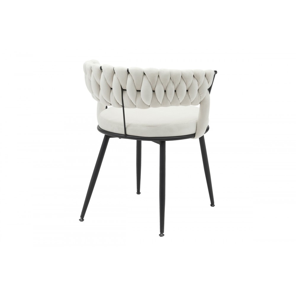 Πολυθρόνα "ALKIA" από βελούδο/μέταλλο σε χρώμα μπεζ/μαύρο 60x57x68