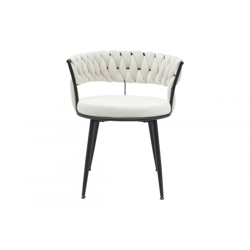 Πολυθρόνα "ALKIA" από βελούδο/μέταλλο σε χρώμα μπεζ/μαύρο 60x57x68