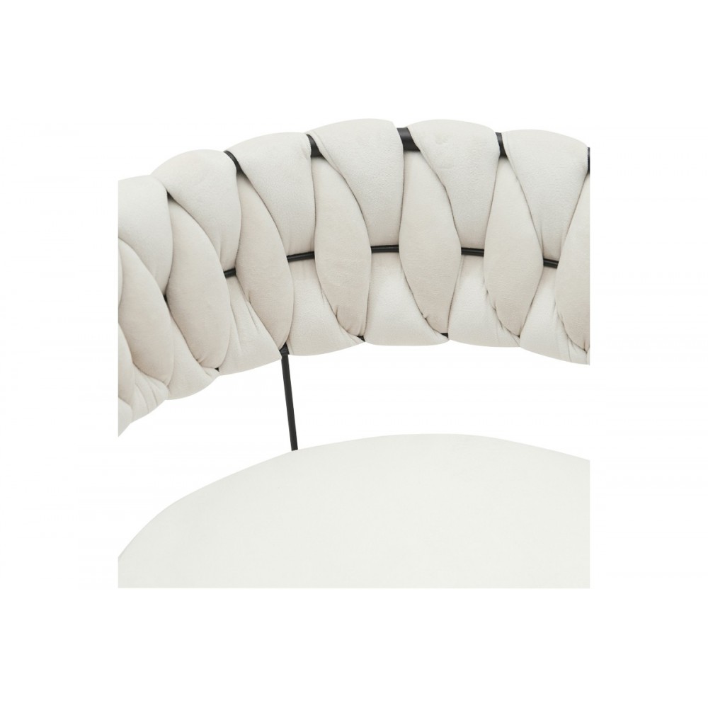 Πολυθρόνα "ALKIA" από βελούδο/μέταλλο σε χρώμα μπεζ/μαύρο 60x57x68