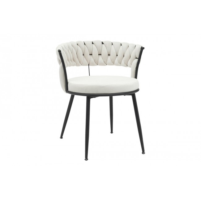 Πολυθρόνα "ALKIA" από βελούδο/μέταλλο σε χρώμα μπεζ/μαύρο 60x57x68