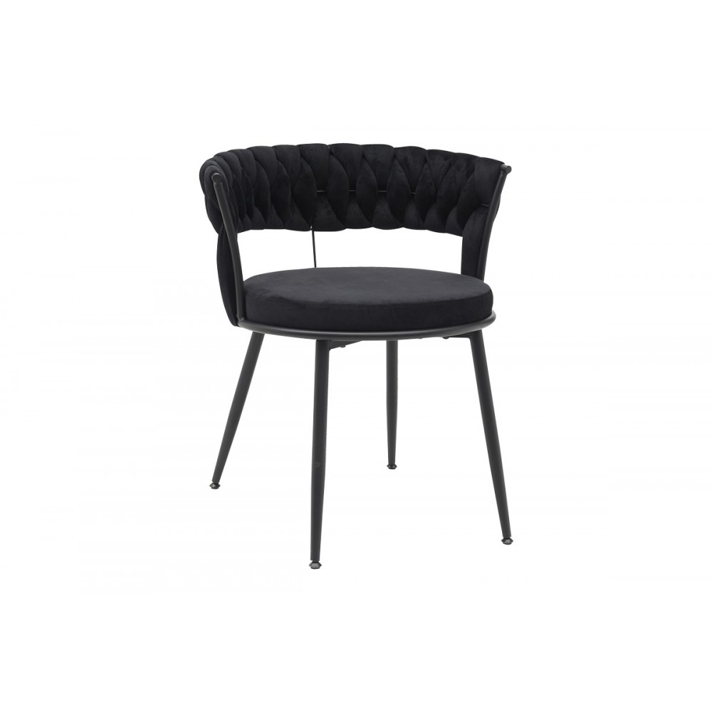 Πολυθρόνα "ALKIA" από βελούδο/μέταλλο σε χρώμα μαύρο 60x57x68