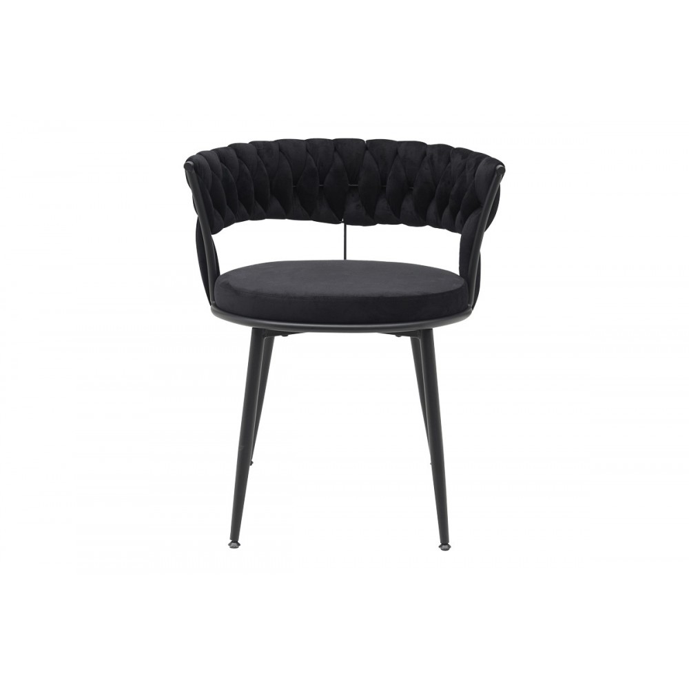 Πολυθρόνα "ALKIA" από βελούδο/μέταλλο σε χρώμα μαύρο 60x57x68