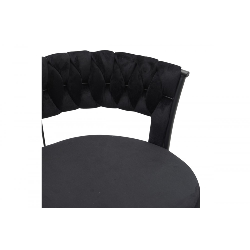 Πολυθρόνα "ALKIA" από βελούδο/μέταλλο σε χρώμα μαύρο 60x57x68