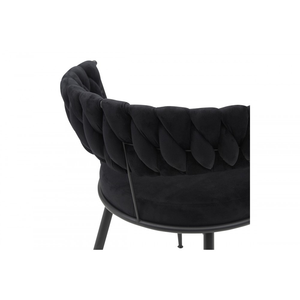 Πολυθρόνα "ALKIA" από βελούδο/μέταλλο σε χρώμα μαύρο 60x57x68