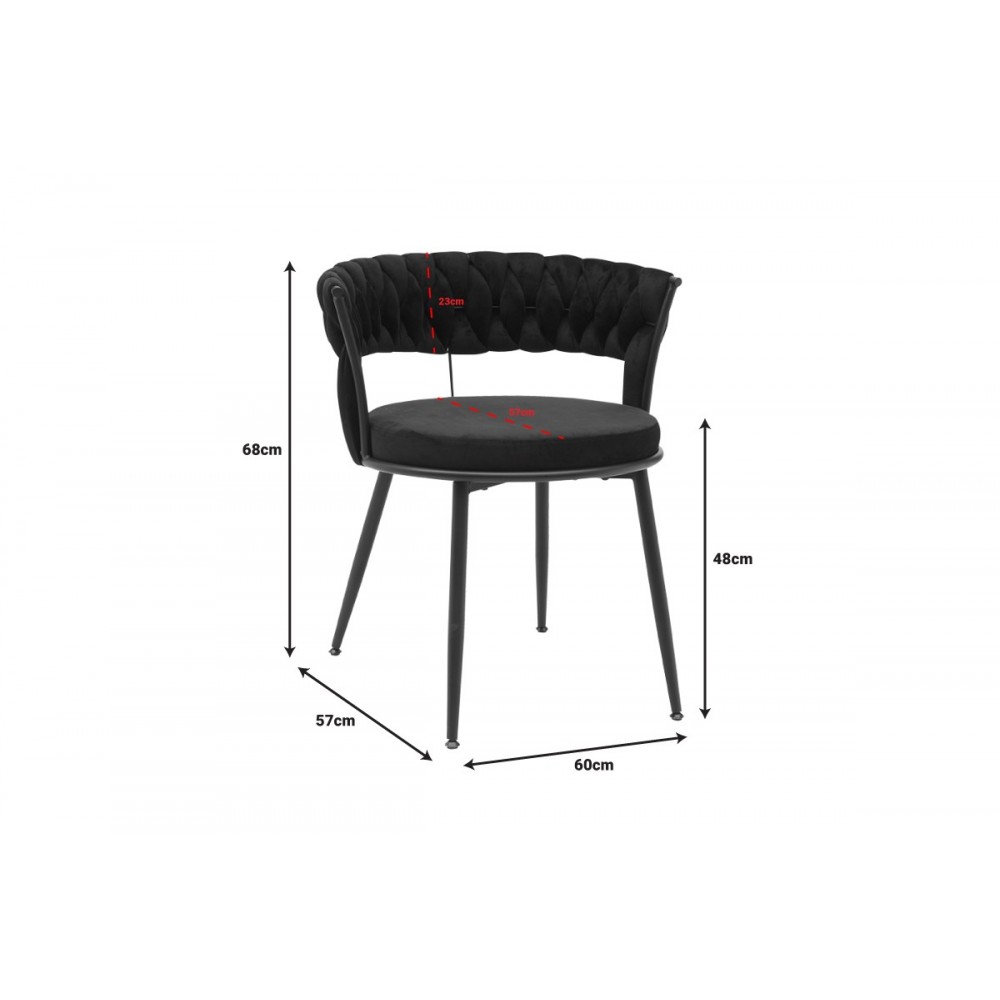 Πολυθρόνα "ALKIA" από βελούδο/μέταλλο σε χρώμα μαύρο 60x57x68