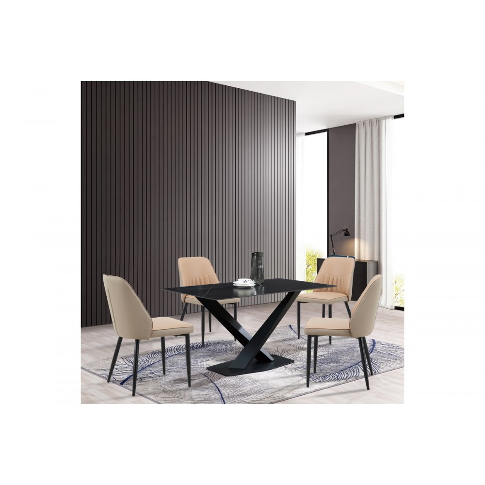 Καρέκλα "ONYER" από pu/μέταλλο σε χρώμα καφέ/μαύρο 48x60x83