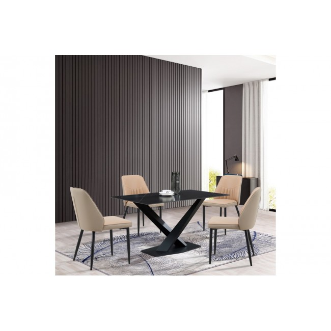 Καρέκλα "ONYER" από pu/μέταλλο σε χρώμα καφέ/μαύρο 48x60x83