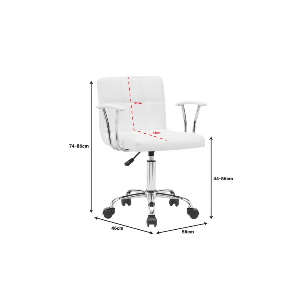 Πολυθρόνα γραφείου "BULECO" από pu σε χρώμα λευκό 56x46x74-86