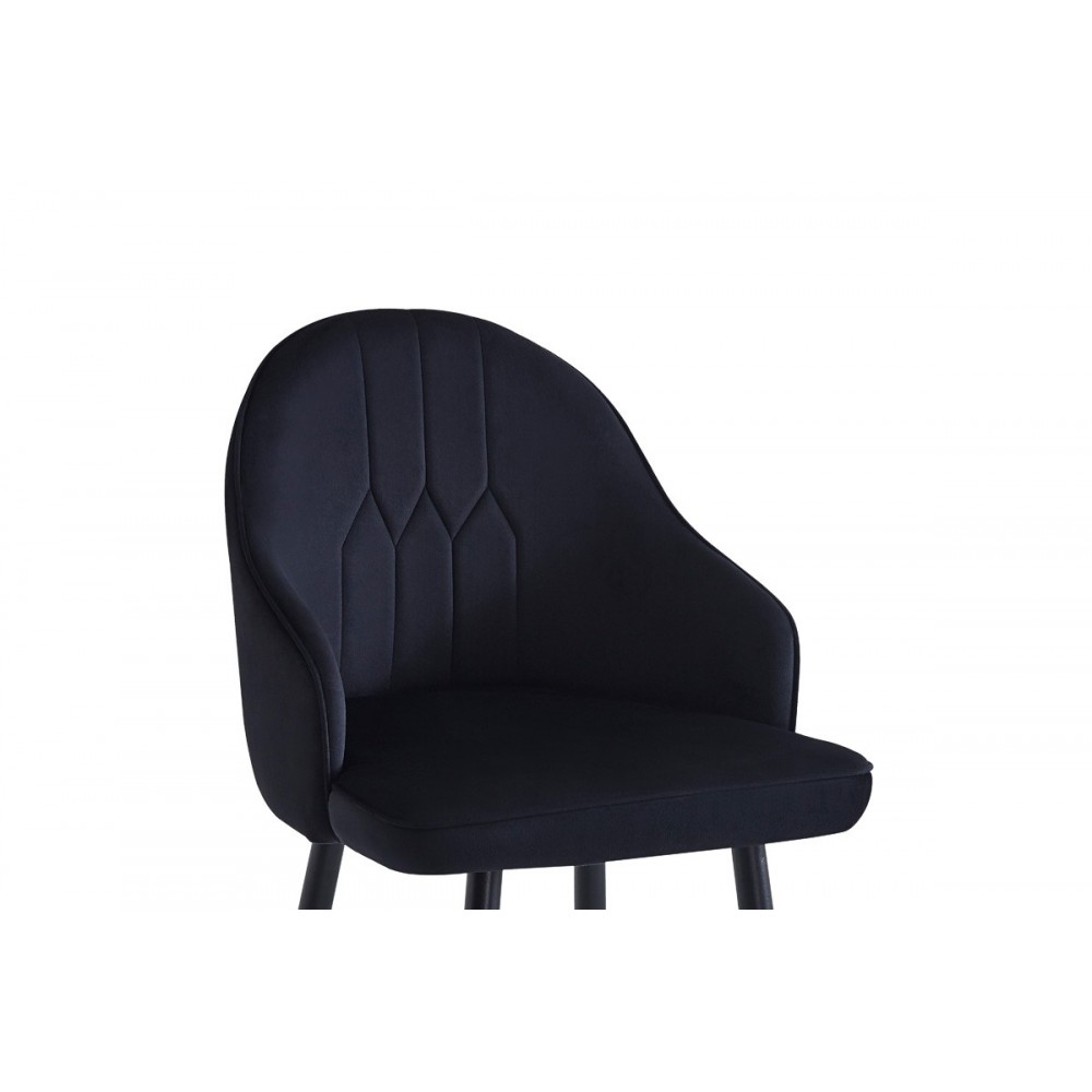 Σκαμπό μπαρ "VELVA" από βελούδο/μέταλλο σε χρώμα μαύρο 49x63x102