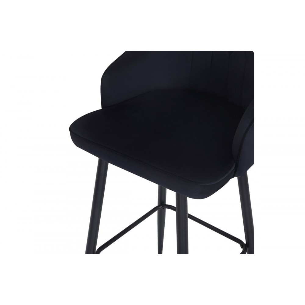 Σκαμπό μπαρ "VELVA" από βελούδο/μέταλλο σε χρώμα μαύρο 49x63x102