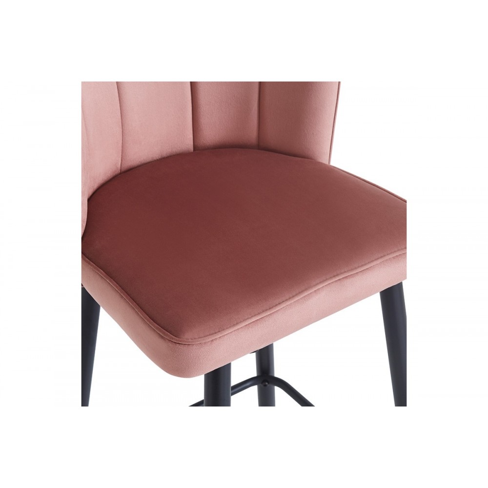 Σκαμπό μπαρ "VELVI" από βελούδο/μέταλλο σε χρώμα σάπιο μήλο/μαύρο 43x62x95