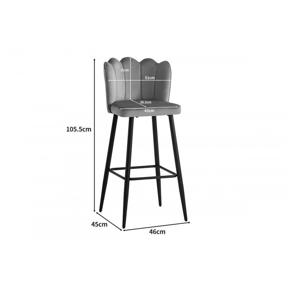 Σκαμπό μπαρ "VELVI" από βελούδο/μέταλλο σε χρώμα σάπιο μήλο/μαύρο 43x62x95