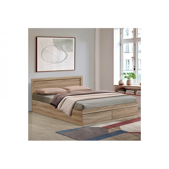 Κρεβάτι "OLYMPUS" από mdf σε χρώμα φυσικό 145x205x80