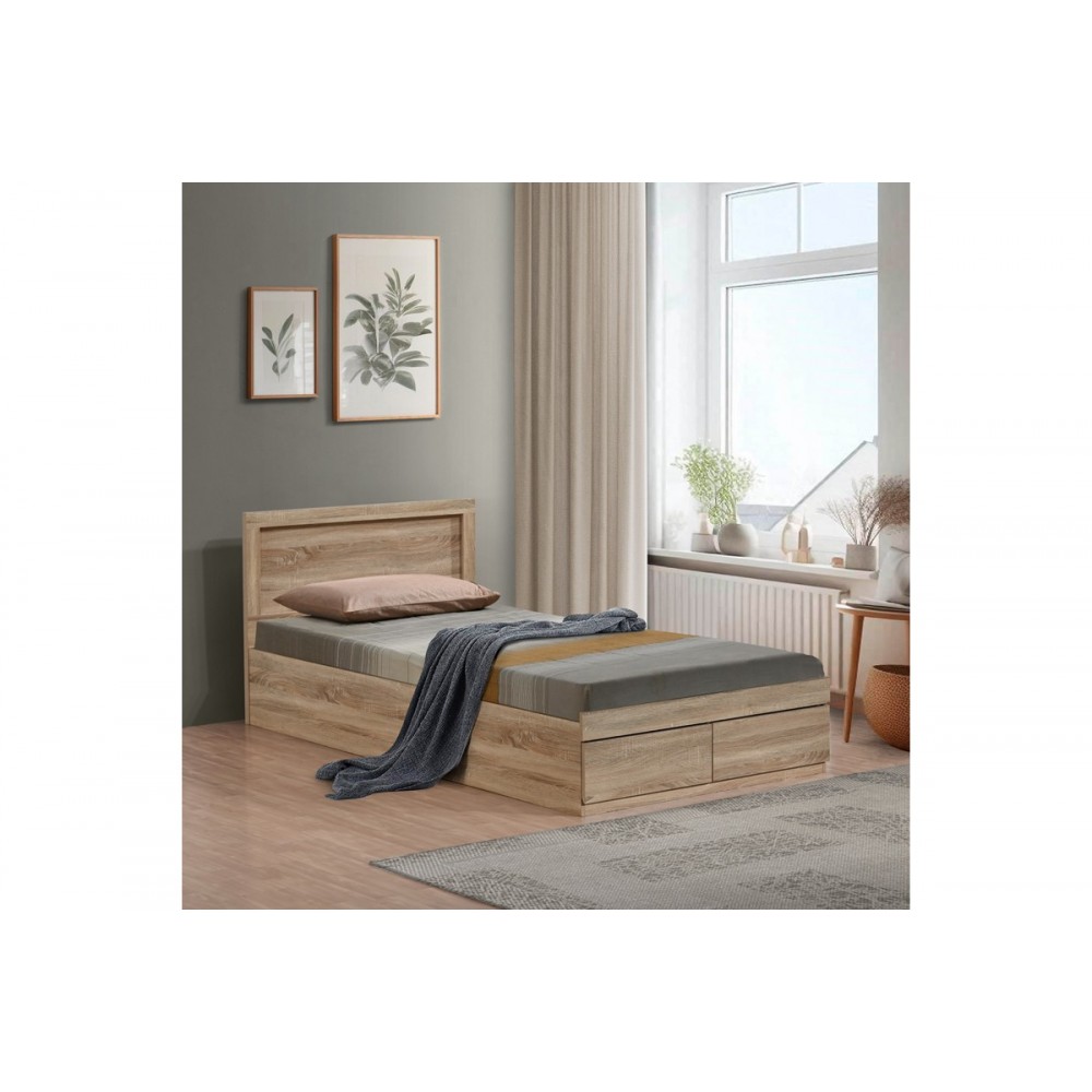 Κρεβάτι "OLYMPUS" από mdf σε χρώμα φυσικό 105x205x80