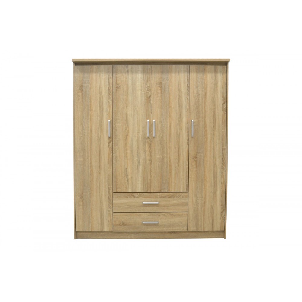 Ντουλάπα τετράφυλλη "OLYMPUS" σε χρώμα φυσικό 159x57x183