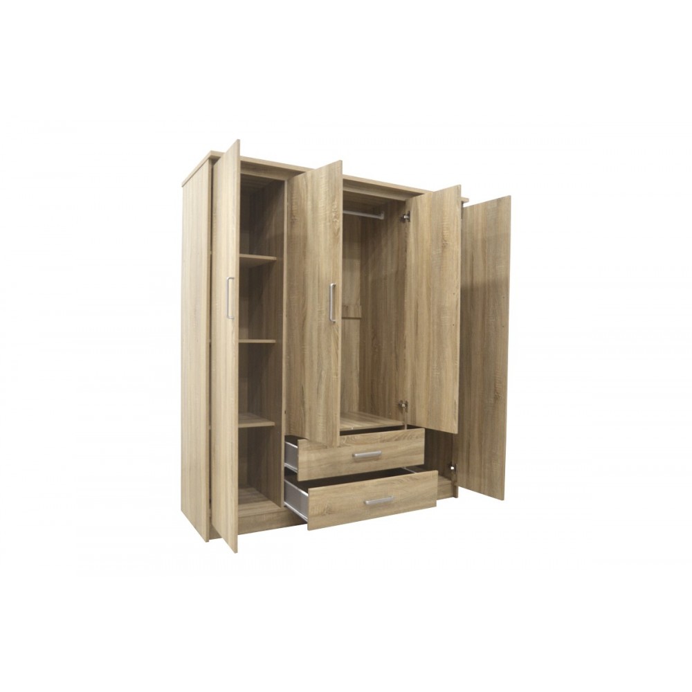 Ντουλάπα τετράφυλλη "OLYMPUS" σε χρώμα φυσικό 159x57x183