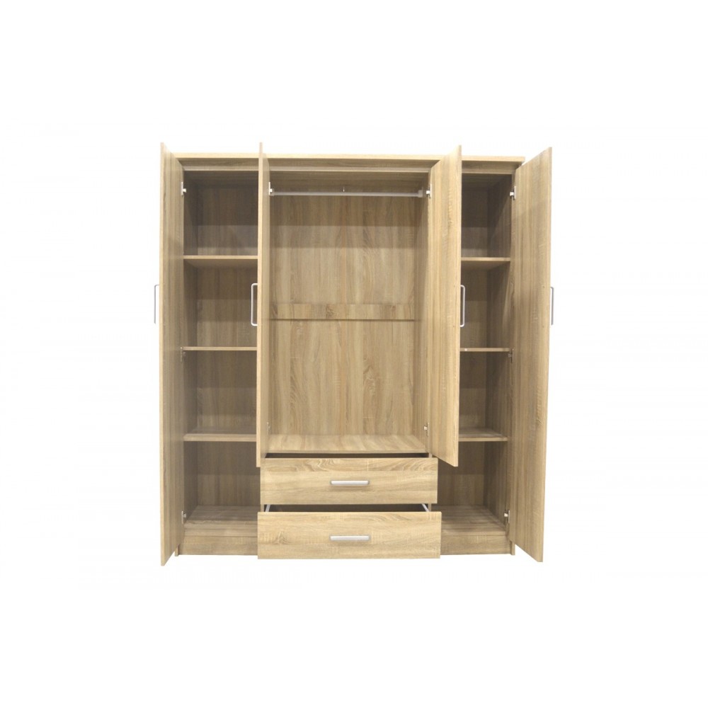 Ντουλάπα τετράφυλλη "OLYMPUS" σε χρώμα φυσικό 159x57x183