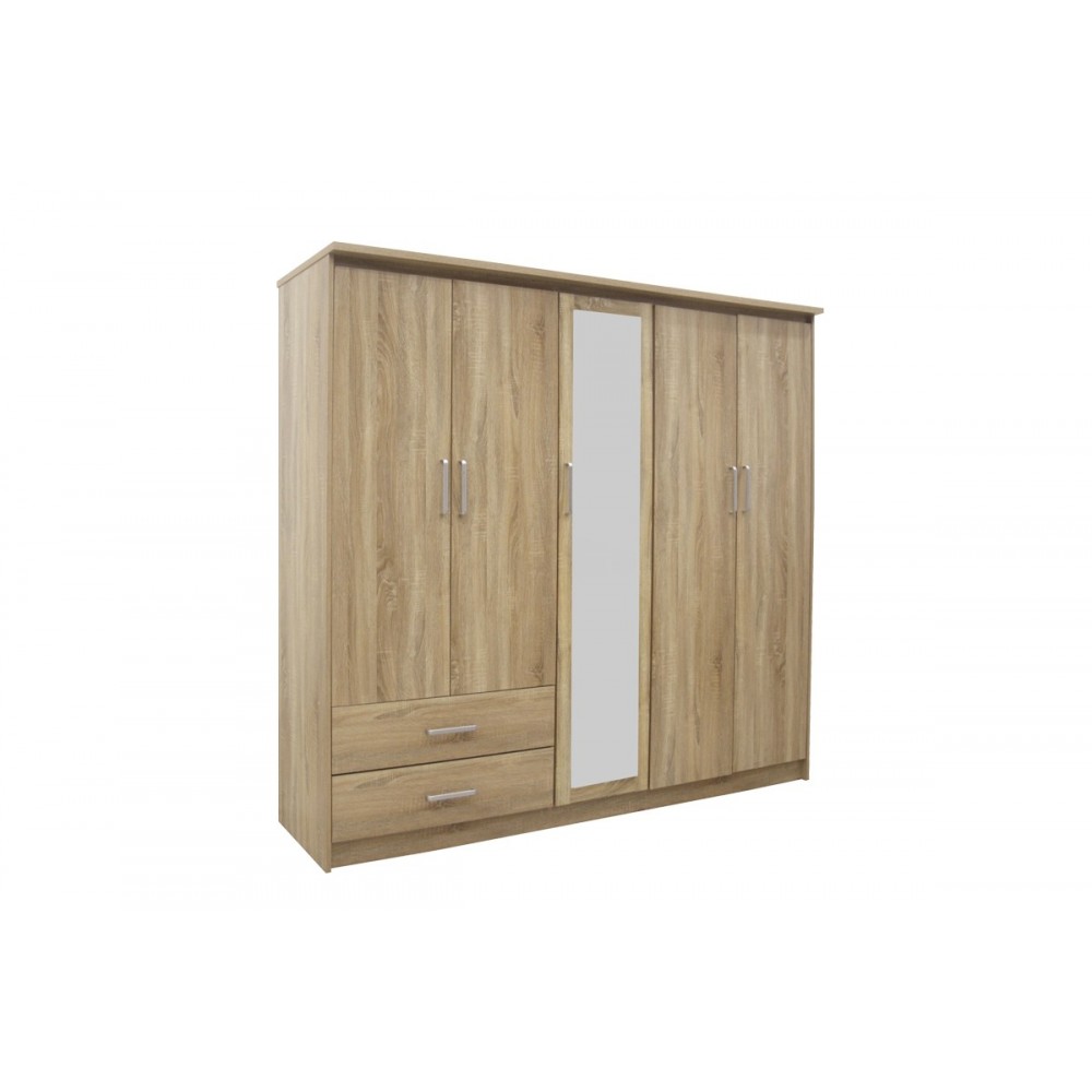 Ντουλάπα πεντάφυλλη "OLYMPUS" σε χρώμα φυσικό 198x57x183