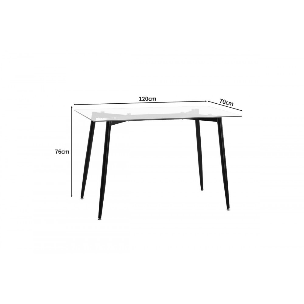 Τραπέζι "QUANA" από γυαλί/μέταλλο σε χρώμα μαύρο 120x70x75