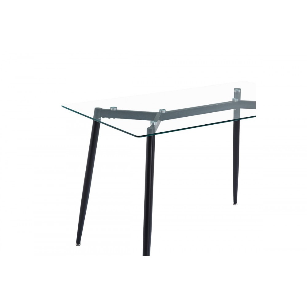 Τραπέζι "QUANA" από γυαλί/μέταλλο σε χρώμα μαύρο 120x70x75