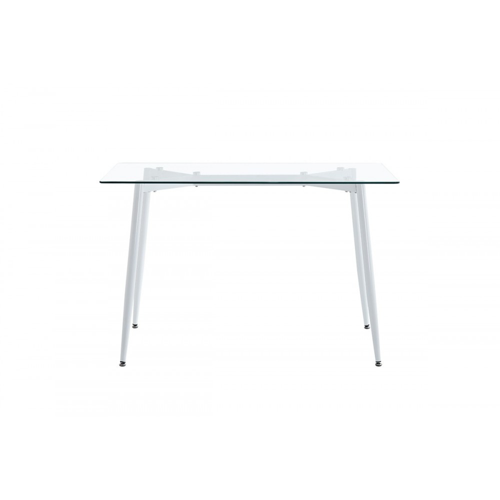 Τραπέζι "QUANA" από γυαλί/μέταλλο σε χρώμα λευκό 120x70x75