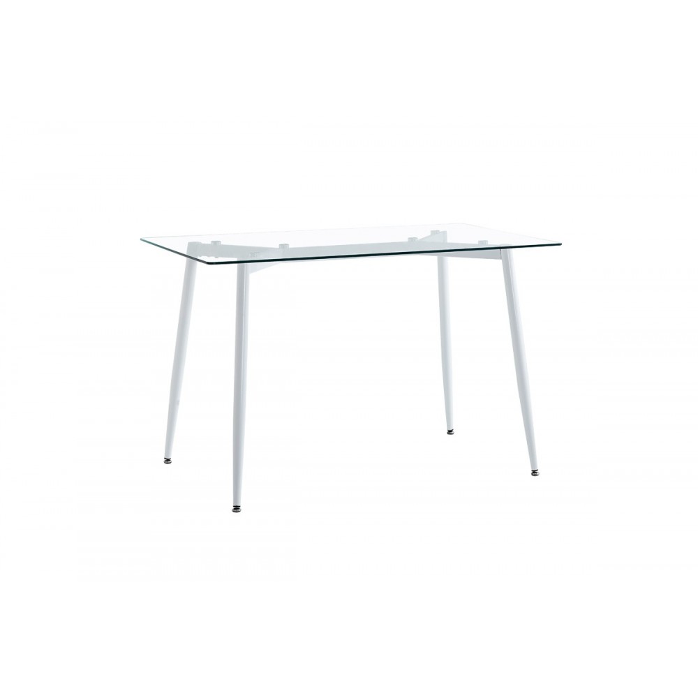 Τραπέζι "QUANA" από γυαλί/μέταλλο σε χρώμα λευκό 120x70x75