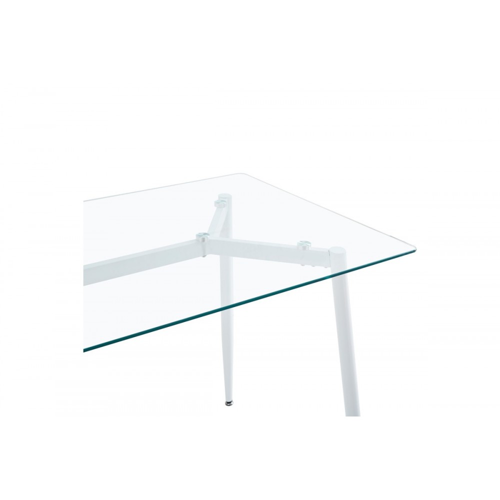 Τραπέζι "QUANA" από γυαλί/μέταλλο σε χρώμα λευκό 120x70x75