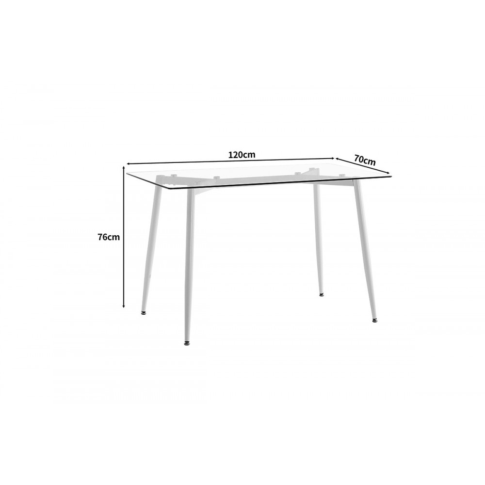 Τραπέζι "QUANA" από γυαλί/μέταλλο σε χρώμα λευκό 120x70x75