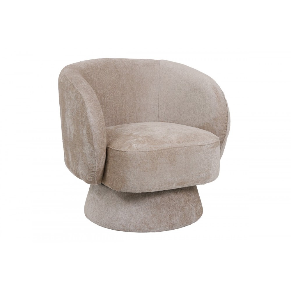 Πολυθρόνα περιστρεφόμενη "KRESLO" από ύφασμα σε χρώμα κρεμ 78x81x77