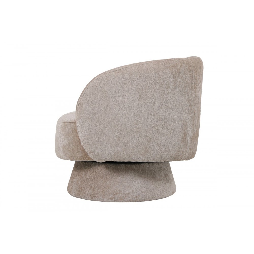 Πολυθρόνα περιστρεφόμενη "KRESLO" από ύφασμα σε χρώμα κρεμ 78x81x77