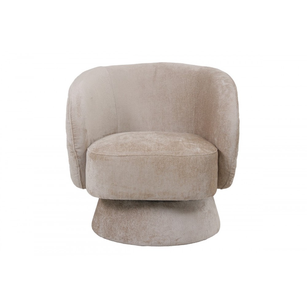 Πολυθρόνα περιστρεφόμενη "KRESLO" από ύφασμα σε χρώμα κρεμ 78x81x77