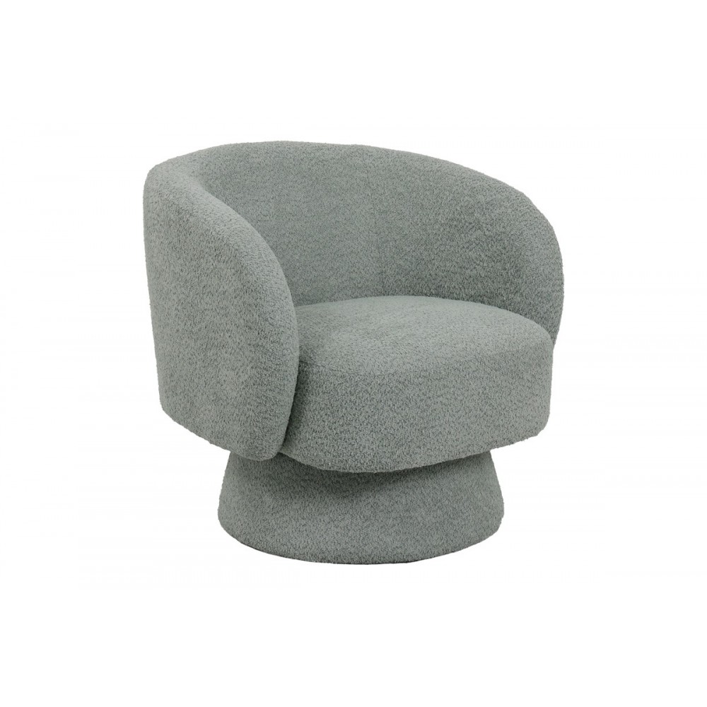 Πολυθρόνα περιστρεφόμενη "KRESLO" από μπουκλέ ύφασμα σε χρώμα φυστικί 78x81x77