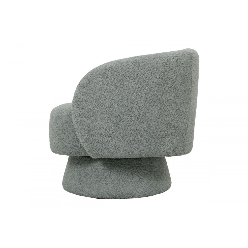 Πολυθρόνα περιστρεφόμενη "KRESLO" από μπουκλέ ύφασμα σε χρώμα φυστικί 78x81x77