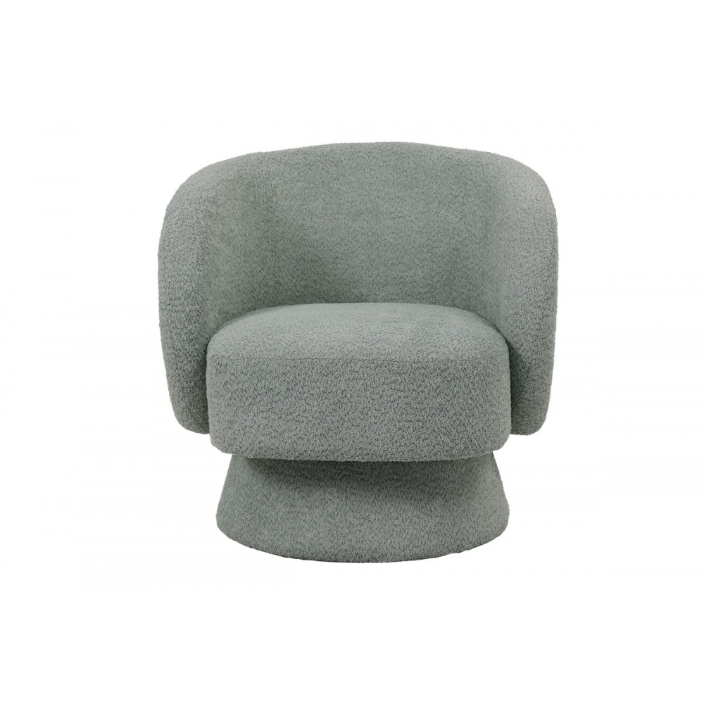 Πολυθρόνα περιστρεφόμενη "KRESLO" από μπουκλέ ύφασμα σε χρώμα φυστικί 78x81x77