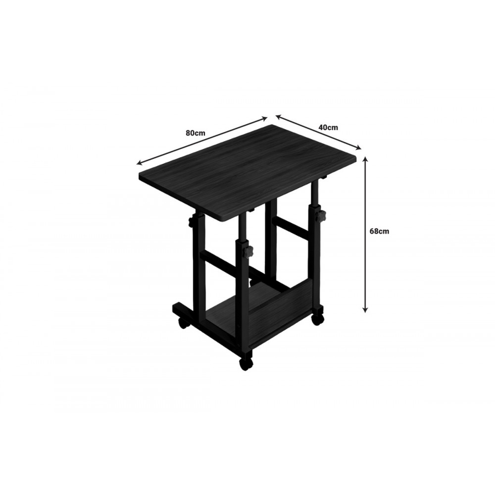 Γραφείο τροχήλατο "STOLU" από mdf/μέταλλο σε χρώμα φυσικό/λευκό 60x40x68