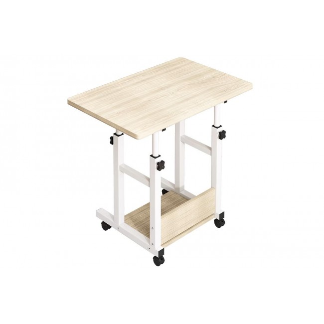 Γραφείο τροχήλατο "STOLU" από mdf/μέταλλο σε χρώμα φυσικό/λευκό 60x40x68