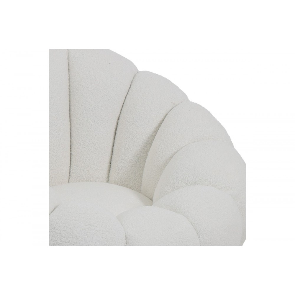 Πολυθρόνα περιστρεφόμενη "NESTER" από μπουκλέ ύφασμα σε χρώμα λευκό 98x97x69