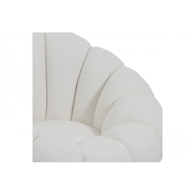 Πολυθρόνα περιστρεφόμενη "NESTER" από μπουκλέ ύφασμα σε χρώμα λευκό 98x97x69