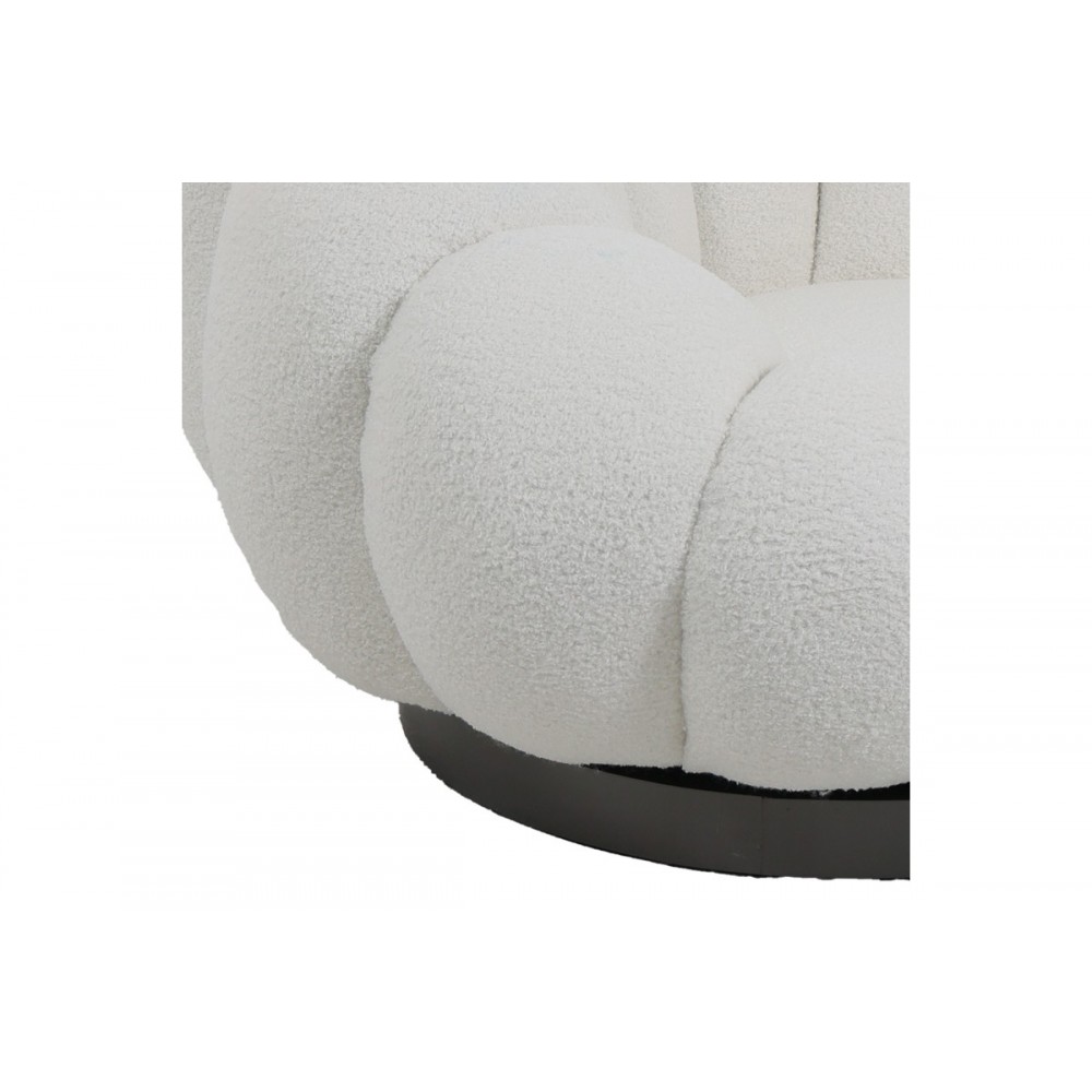 Πολυθρόνα περιστρεφόμενη "NESTER" από μπουκλέ ύφασμα σε χρώμα λευκό 98x97x69