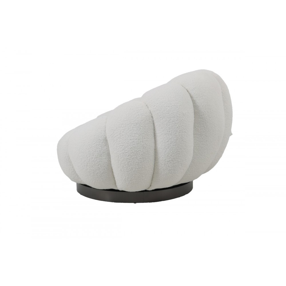 Πολυθρόνα περιστρεφόμενη "NESTER" από μπουκλέ ύφασμα σε χρώμα λευκό 98x97x69