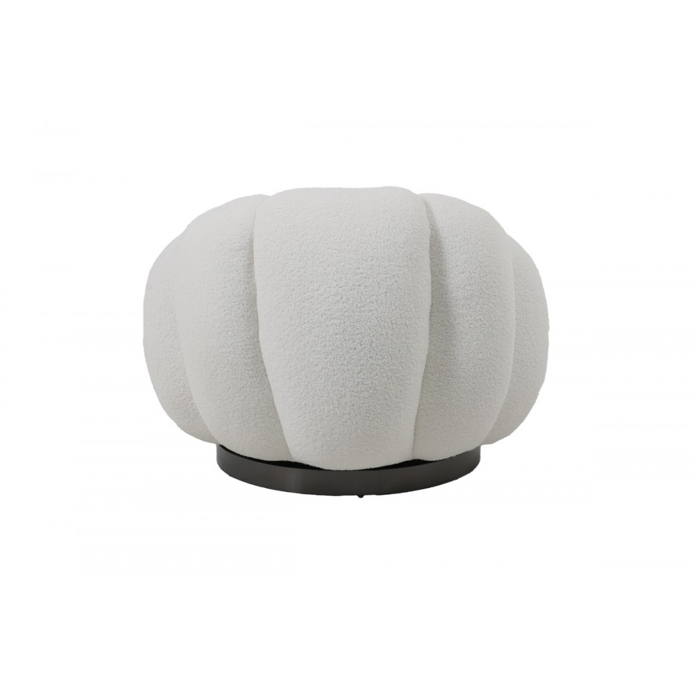 Πολυθρόνα περιστρεφόμενη "NESTER" από μπουκλέ ύφασμα σε χρώμα λευκό 98x97x69