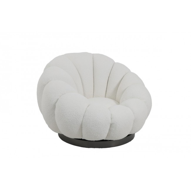 Πολυθρόνα περιστρεφόμενη "NESTER" από μπουκλέ ύφασμα σε χρώμα λευκό 98x97x69